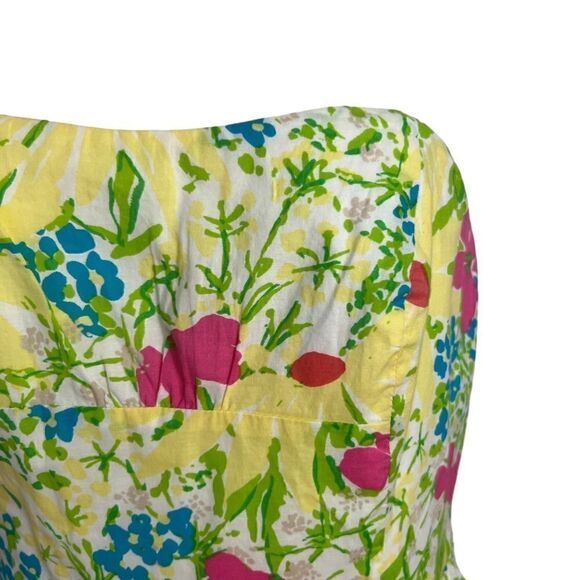 Lilly Pulitzer Strapless Yellow and Pink Floral Cocktail Dress Size 4 - Picture 6 of 6
